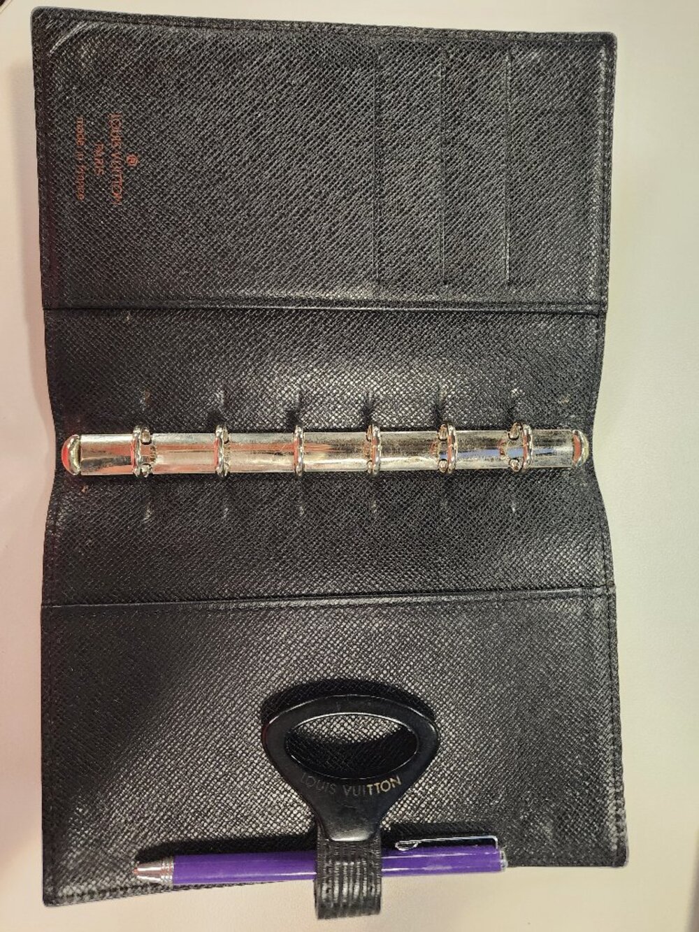 Louis Vuitton Black Epi Leather Agenda MM Planner Cover
